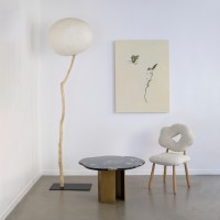 <a href=https://www.galeriegosserez.com/gosserez/artistes/t-sakhi.html> T SAKHI </a> - Reconciled Fragments - Table d'appoint Forest Green